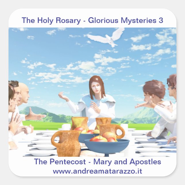 Pentecost ( Mary med apostles ) Fyrkantigt Klistermärke (Framsida)