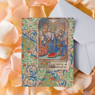 Pentecost Medieval Illuminated Manuscript Vykort