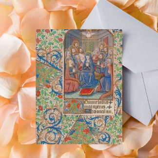 Pentecost Medieval Illuminated Manuscript Vykort