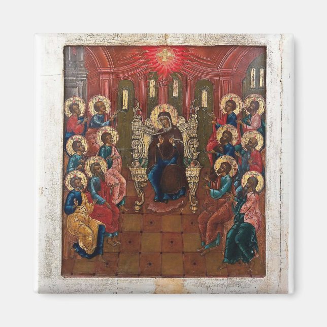 Pentecost orthodox Christian Byzantine Icon Magnet (Framsidan)