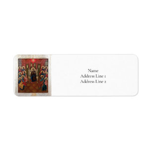 Pentecost orthodox Christian Byzantine Icon Returadress Etikett