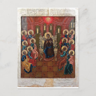 Pentecost orthodox Christian Byzantine Icon Vykort