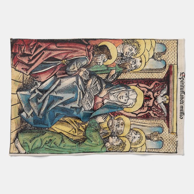 Pentecost-scenen efter Påsk Söndag Kökshandduk (Horisontell)