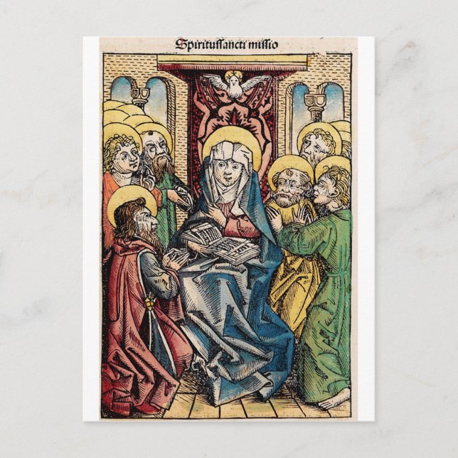 Pentecost-scenen efter Påsk Söndag Vykort (Framsida)