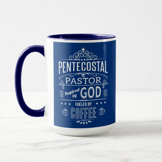 Pentecostal Pastor, inspirerad av Gud och kaffe Mugg (Vänster)