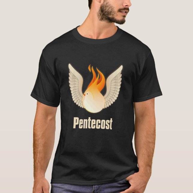 Pentekost Doves Tunga of Fire Flame Acts Heliga SP T Shirt (Framsida)
