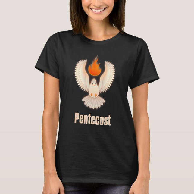 Pentekost Doves Tunga of Fire Flame Acts Heliga SP T Shirt (Framsida)