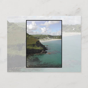 Pentewan. Cornwall. Scenisk kustvy. Vykort