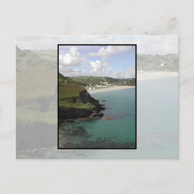 Pentewan. Cornwall. Scenisk kustvy. Vykort (Framsida)