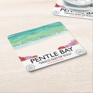 Pentle Bay, Tresco, Scillyöarna Underlägg Papper Kvadrat