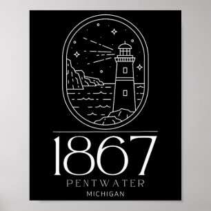 Pentwater Michigan Michigander Stat Mi Resor Boa Poster