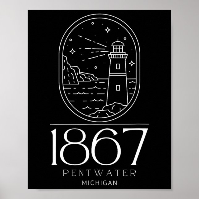 Pentwater Michigan Michigander Stat Mi Resor Boa Poster (Framsidan)