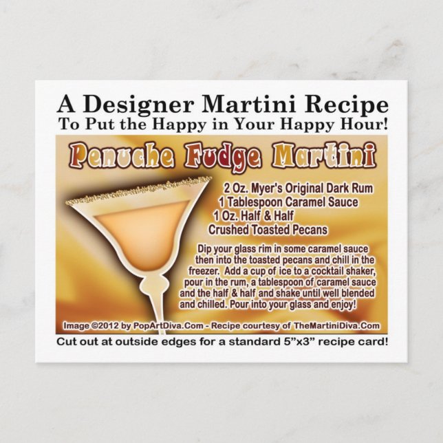 Penuche Fudge Martini Recept Postkort Vykort (Framsida)