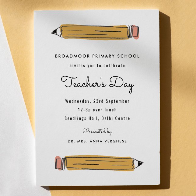 Penylärardagen Inbjudningar (No. 2 pencil illustration Teacher's Day invitation.)