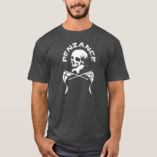 Penzance Cornwall skalle & CrossbonesT-tröja Tee Shirt (Framsida)
