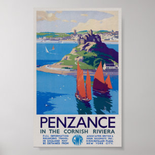 Penzance in the Cornish Riviera Vintage affisch 19
