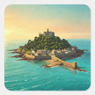 Penzance St Michael's Mount England Travel Fyrkantigt Klistermärke