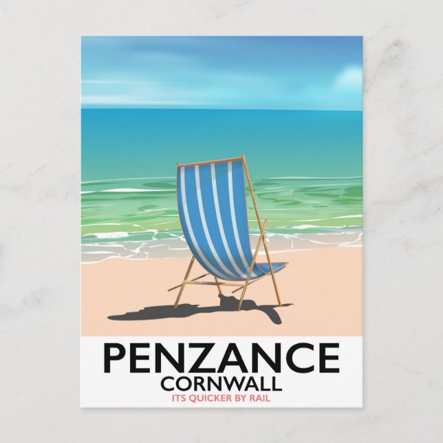 penzance strand Devon vintage resemål poster Vykort (Framsida)