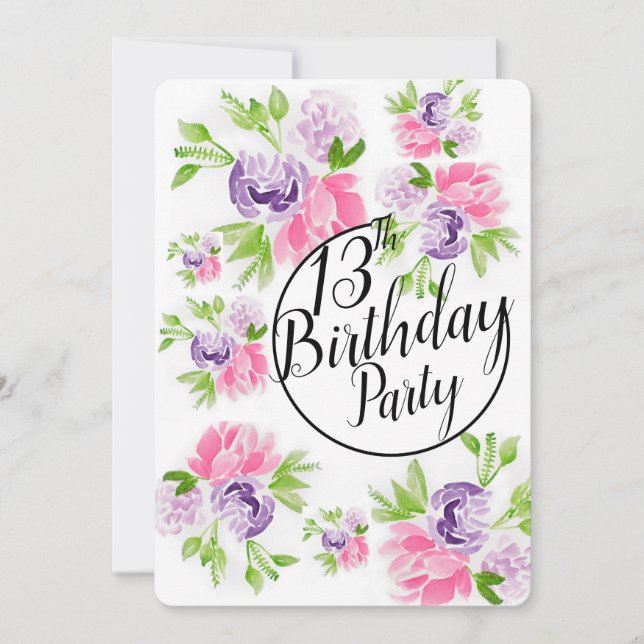 Peoney Cluster 13:e födelsedagsinbjudan Inbjudningar (Framsida)