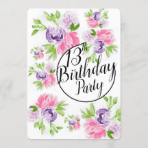 Peoney Cluster 13:e födelsedagsinbjudan