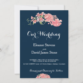  peonier bröllop i den redigerbara blommigten inbjudningar