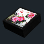 Peonier&fjärilar/Dubbla Happy Bröllop Gift Smyckeskrin<br><div class="desc">En perfekt för bröllop/årsdagar. Om du väljer det kan du ta bort frimärke i rött.  Den här ursprungliga kinesiska penselmålningen har två fjärilar som frossar i de blommande blommarna. Och frimärke i röda elak " Dubbla Happiness",  en symbol som du kan se i alla kinesiska Bröllop.</div>