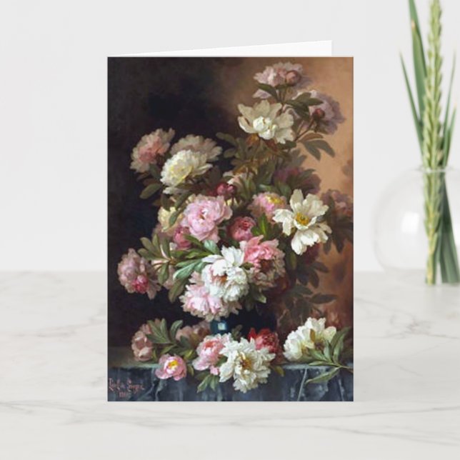 Peonier i Rosa och vit Kort (Framsida)