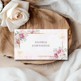 Peonier med guld ram visitkort