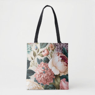 Peonier och Gardenia Seamless-Blommönster Tygkasse