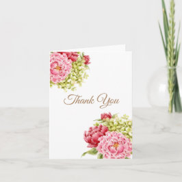 Peonier och Hydrangea Tack Blank Folke Card Meddelande