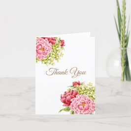 Peonier och Hydrangea Tack Blank Folke Card Meddelande