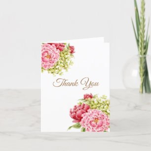 Peonier och Hydrangea Tack Blank Folke Card Meddelande