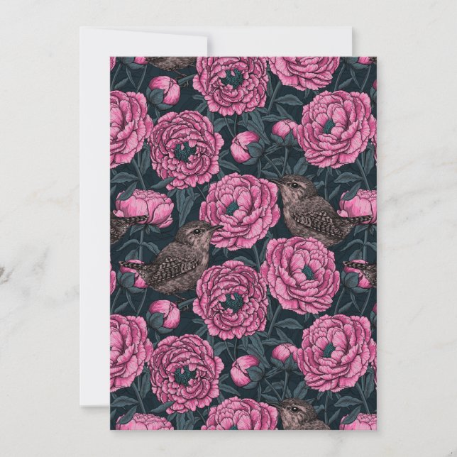 Peonier och ryssar på mörk grått (Framsida)