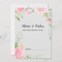 peonier på Grått Baby Shower Advice-kort