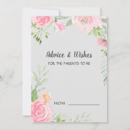  peonier på Grått Baby Shower Advice-kort Rådkort