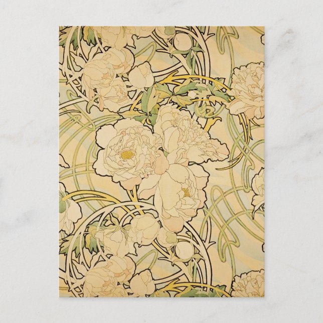 Peonies 1897 vykort (Framsida)