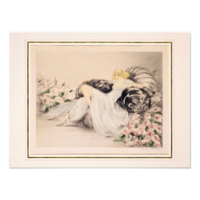 Peonies, 1935 av Louis Icart Fototryck (Framsidan)