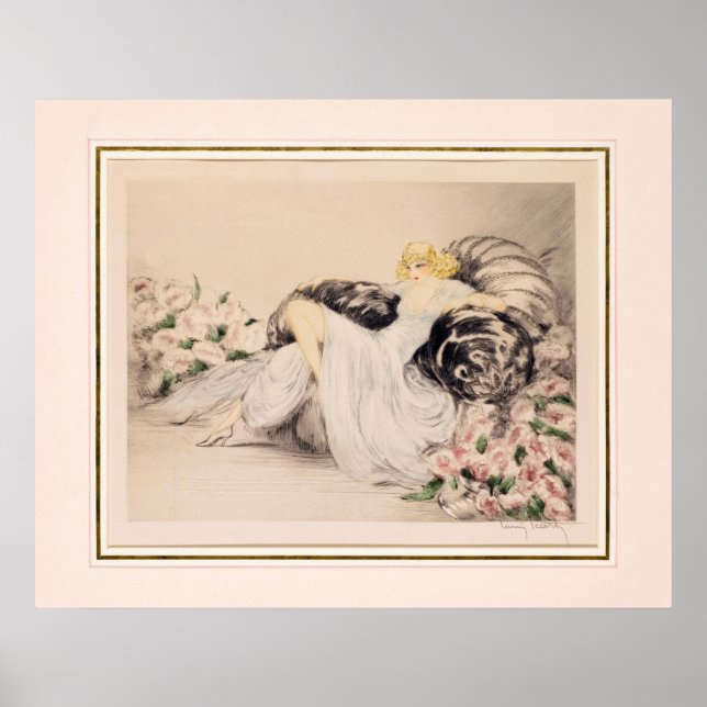 Peonies, 1935 av Louis Icart Poster (Framsidan)