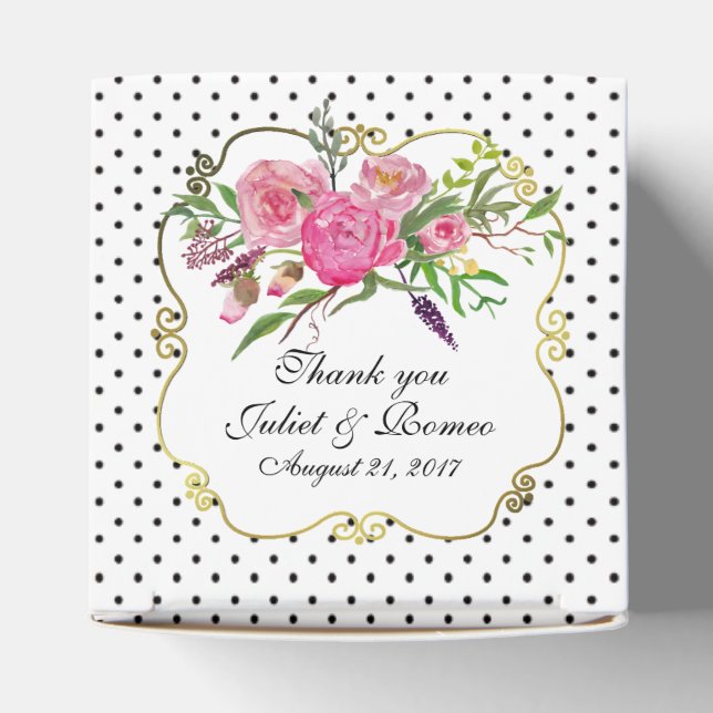 Peonies and Dots Wedof Favor Gift Box Presentaskar (Överdel)