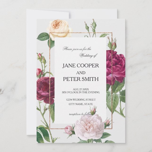 Peonies arrangement. Budget Wedding Invitation Inbjudningar (Framsida)
