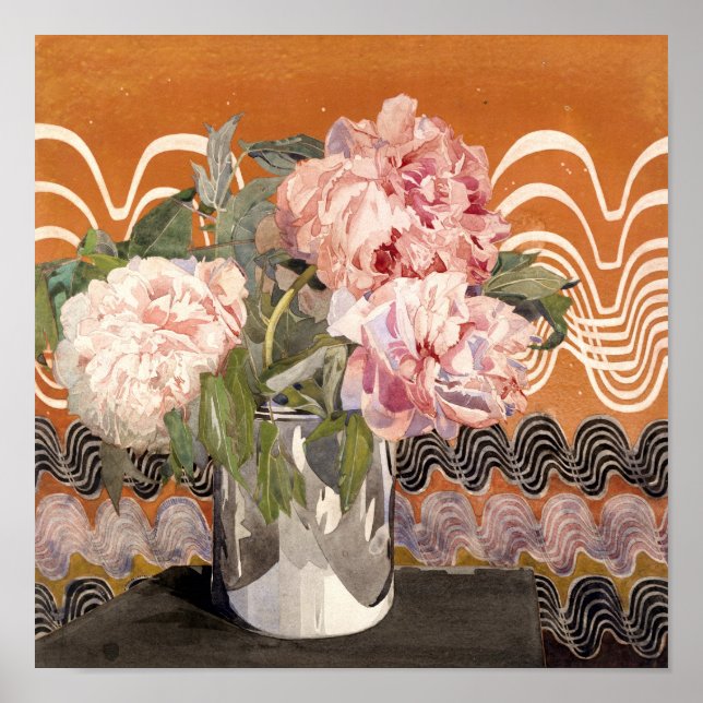 Peonies av Charles Rennie Mackintosh (1920) Poster (Framsidan)