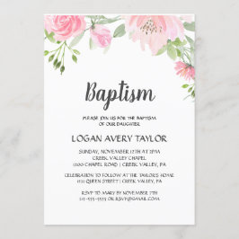 peonies Baptism Inbjudningar