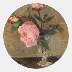 Peonies Berthe Morisot Fine Art Runt Klistermärke