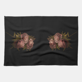 Peonies Black Kökshandduk