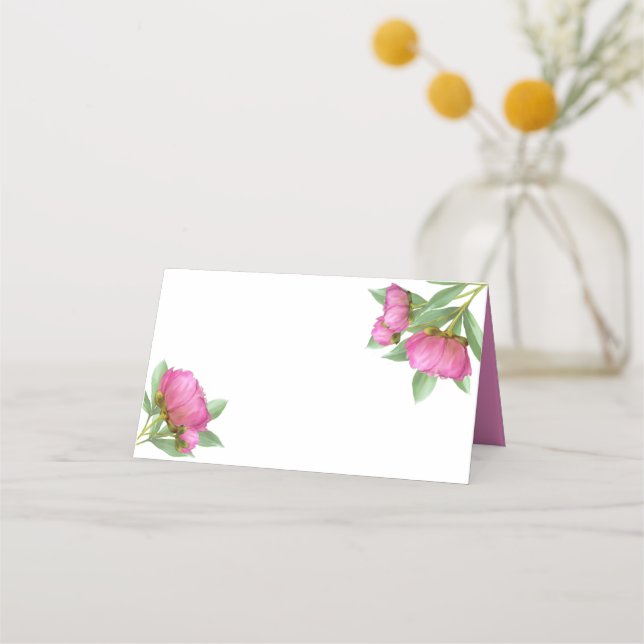 Peonies Blank Place Cards Placeringskort (Framsida)