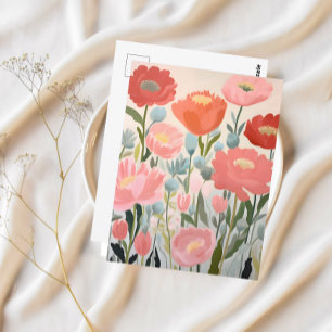 Peonies Blommigt Art Vykort