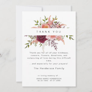 Peonies Blommigt Bereavement Funeral Tack Kort