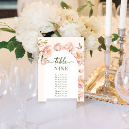 Peonies blommigt bröllop, sittande bordsnummer