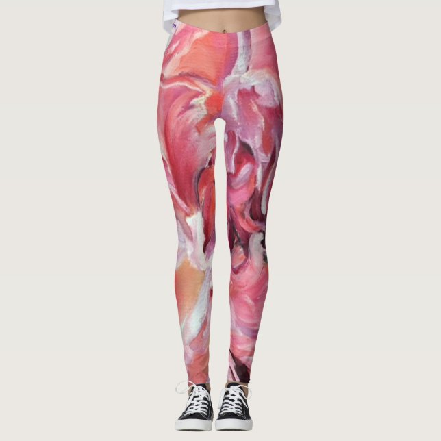 Peonies Blommigt Leggings (Framsida)