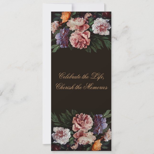 Peonies Blommigt Paes 3 Begravningsmeddelande Inbjudningar (Framsida)